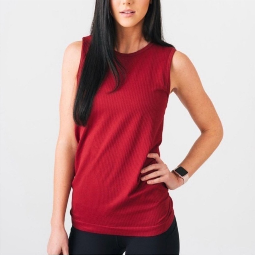 ZYIA Active Brick Red Parallel Tank Top Ribbed Plus Size XXL Activewear Gym